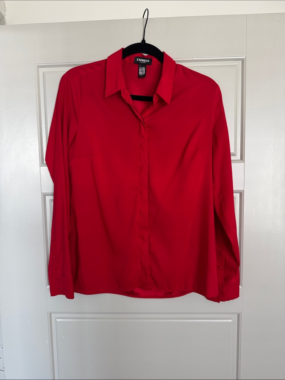 EXPRESS Bright Red Button Dress Shirt, S